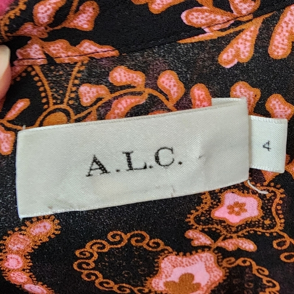 A.L.C. Sacha Long Sleeve Floral Silk Mini Dress 4 - Picture 4 of 6